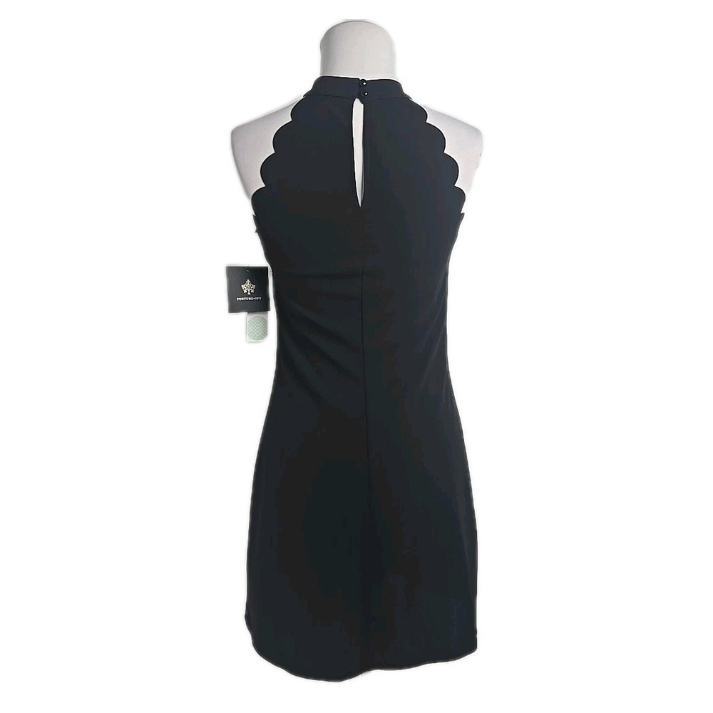 Fortune & Ivy Marina Black Scallop Detail Mini Dress Sleeveless High Neck Small - Picture 6 of 9